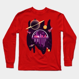 Science Fiction Space Colony Long Sleeve T-Shirt